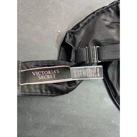 Victorias Secret 38D Very Sexy Push-Up Bra Black With Rhinestone Trim - Picture 6 of 7